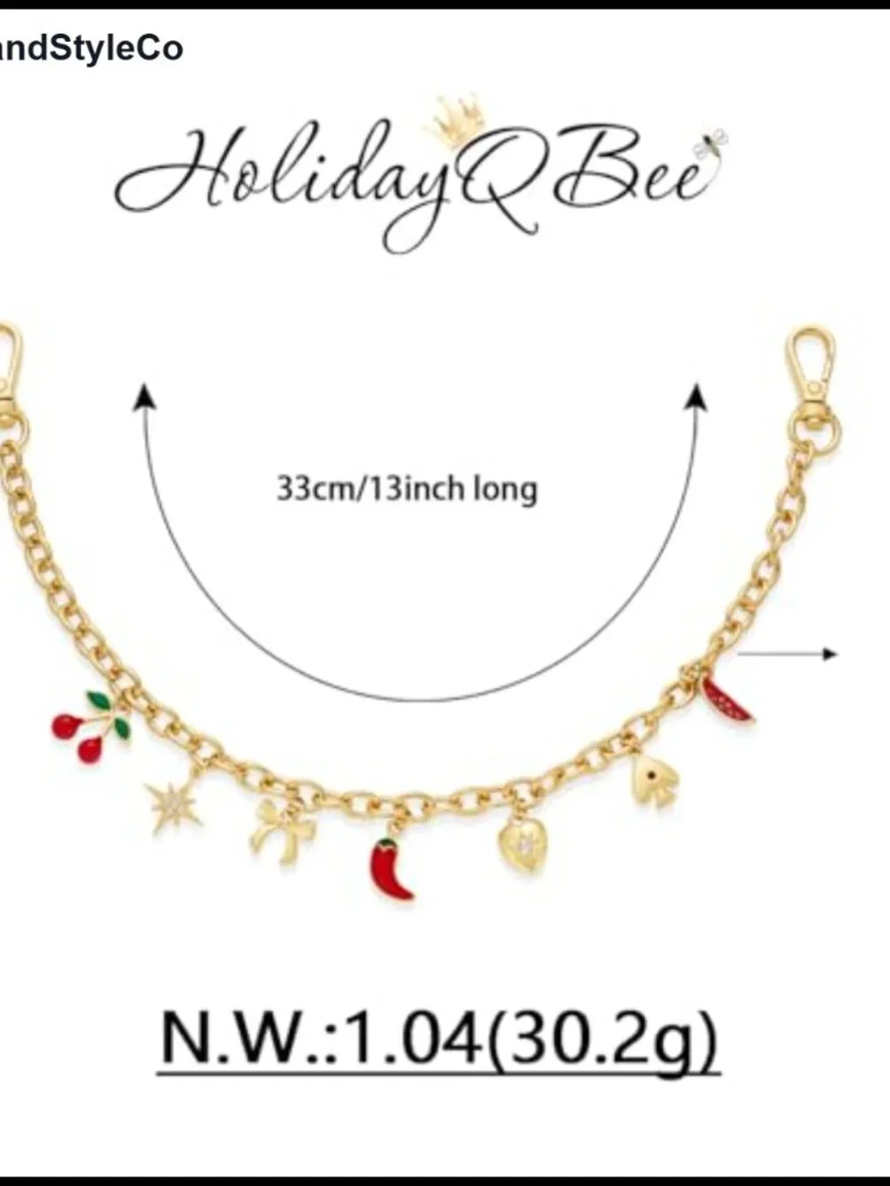 Gold Plated Fruit Bag Charm Chain Keychain